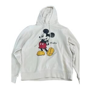 H&M Women's White Mickey Mouse Logo Long Sleeves Pullover Hoodie Size 8